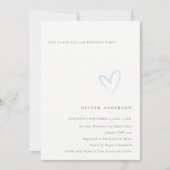 ミニマルシンプルブルーハートAny Age誕生日招待状 サンキューカード (正面)