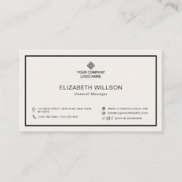 ミニマルシンプルプロフェッショナルビジネスロゴアイボリー 名刺