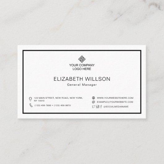 ミニマルシンプルプロフェッショナルビジネスロゴ 名刺 (正面)