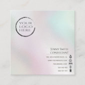 ミニマルシンプルプロフェッショナルホログラフィックロゴ スクエア名刺 (正面)