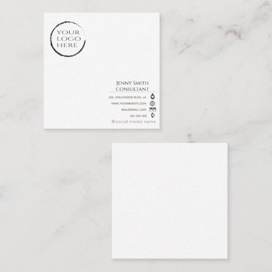 ミニマルシンプルプロフェッショナルロゴ スクエア名刺 (正面/裏面)