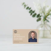 ミニマルシンプルプロフェッショナルQRコード写真 名刺 (スタンド正面)