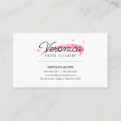 ミニマルシンプルホワイトピンクハウス清掃用メイド 名刺 (正面)