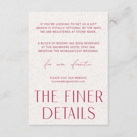 ミニマルシンプルマゼンダとテクスチャの素晴らし詳細 エンクロージャーカード (正面)