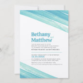 ミニマルシンプルムのアクアインクストライプストローク 招待状 (正面)