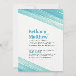 ミニマルシンプルムのアクアインクストライプストローク 招待状