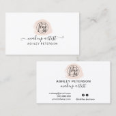 ミニマルシンプルムのピンクのブラシストロークのロゴメイクアップ 名刺 (正面/裏面)