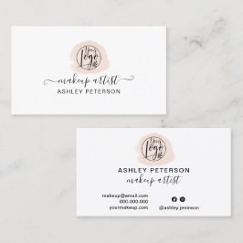ミニマルシンプルムのピンクのブラシストロークのロゴメイクアップ 名刺