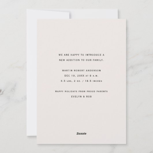 ミニマルシンプルム休暇誕生発表 シーズンカード (裏面)