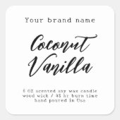 ミニマルシンプルム白キャンドルラベル スクエアシール (正面)