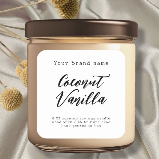 ミニマルシンプルム白キャンドルラベル スクエアシール