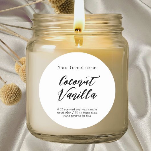 ミニマルシンプルム白キャンドルラベル ラウンドシール