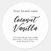 ミニマルシンプルム白キャンドルラベル ラウンドシール (正面)