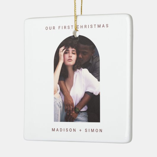 ミニマルシンプルメリー写真結婚した セラミックオーナメント (左)