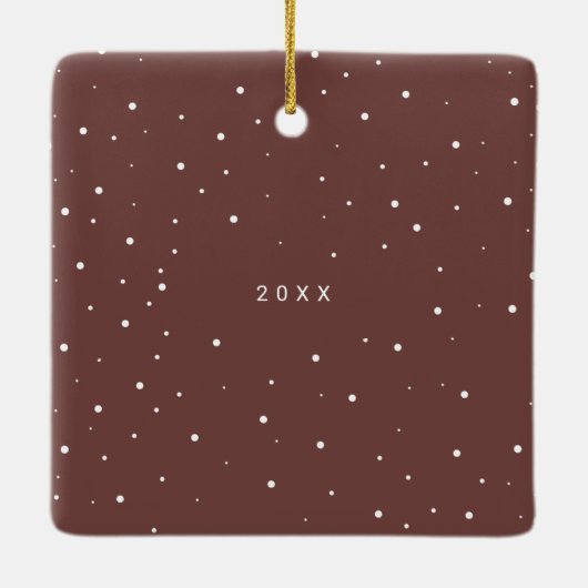 ミニマルシンプルメリー写真結婚した セラミックオーナメント (裏面)