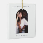 ミニマルシンプルメリー写真結婚した セラミックオーナメント (右)