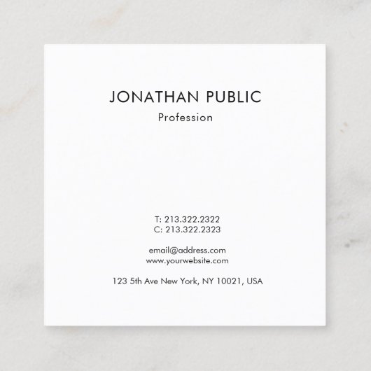 ミニマルシンプルモダンプロフェッショナル スクエア名刺 (裏面)