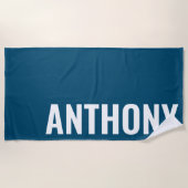 ミニマルシンプルモダン名パーソナライズされた黒 ビーチタオル (正面)