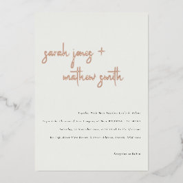 ミニマルシンプルモダン白黒結婚スクリプト 箔招待状