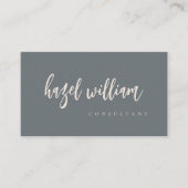 ミニマルシンプルモダン赤面ブルーグレースクリプト 名刺 (正面)