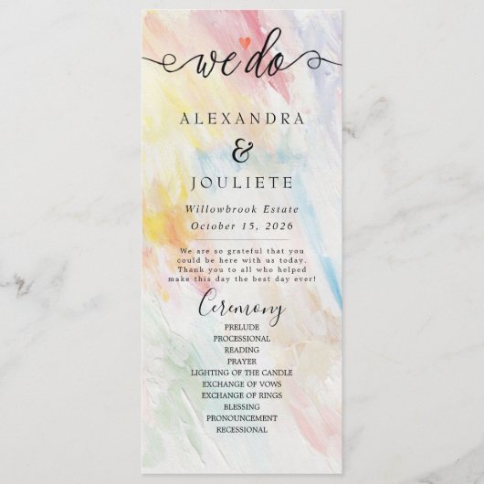 ミニマルシンプルラッモダンプの結婚手書きプログラム プログラム (正面)