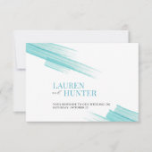 ミニマルシンプルリストのアクアインクミールオ結婚プション 出欠カード (正面)