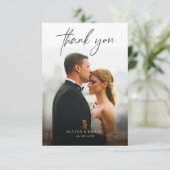 ミニマルシンプルリストのオーバーレイのカスタム結婚式の写真 サンキューカード (スタンド正面)