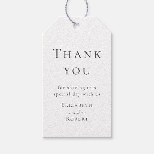 ミニマルシンプルリストのカップル名結婚付きありがとう ギフトタグ (正面)