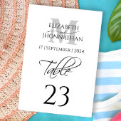 ミニマルシンプルリストのグレーモノグラム名結婚日付 テーブルナンバー