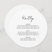 ミニマルシンプルリストのゲスト名結婚のラウンドメニュー メニュー (正面/裏面)