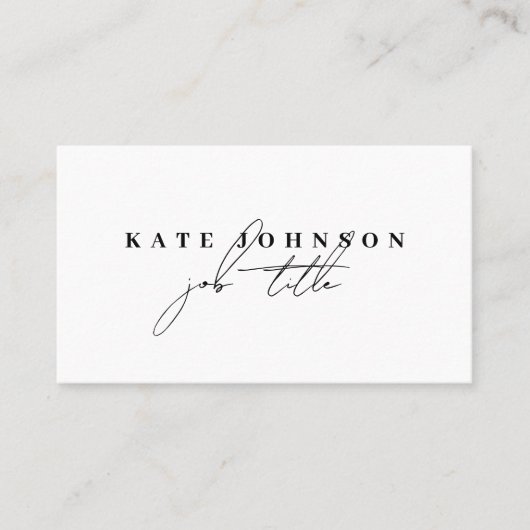 ミニマルシンプルリストのホワイト署名スクリプト 名刺 (正面)