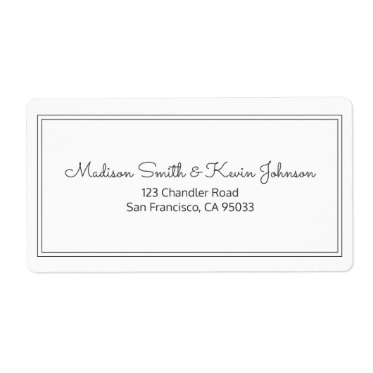 ミニマルシンプルリストの草書体差出人住所 ラベル (正面)