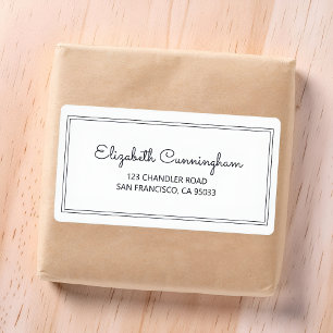 ミニマルシンプルリストの草書体差出人住所 ラベル