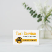 ミニマルシンプルリストの黄色のタクシーの色タブ 名刺 (スタンド正面)