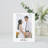 ミニマルシンプルリストのScript Photo Thank You 結婚. ポストカード (スタンド正面)