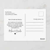 ミニマルシンプルリストのScript Photo Thank You 結婚. ポストカード (裏面)