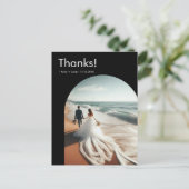 ミニマルシンプルリストアーチ写真黒サンキューカード ポストカード (スタンド正面)