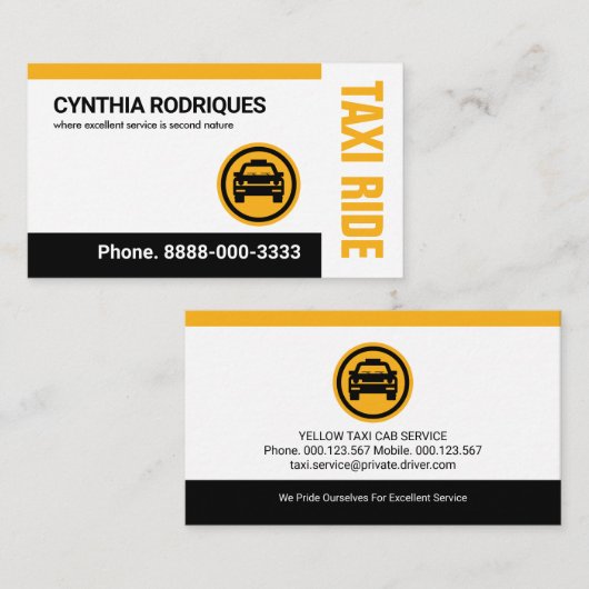 ミニマルシンプルリストイエロータクシー 名刺 (正面/裏面)