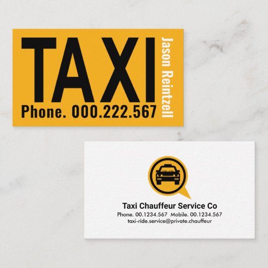 ミニマルシンプルリストイエロータクシー 名刺 (正面/裏面)