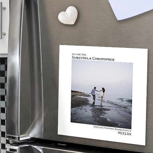 ミニマルシンプルリストウェディング日付の写真を保存 マグネット招待状