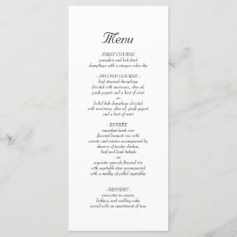 ミニマルシンプルリストエレガントなウェディングディナーメニュー メニュー