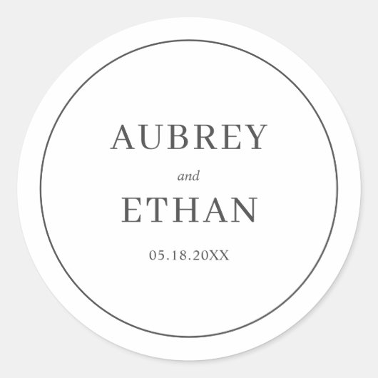ミニマルシンプルリストエレガントな結婚式 ラウンドシール (正面)