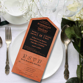 ミニマルシンプルリストオレンジ黒EメールWebサイト オールインワン招待状