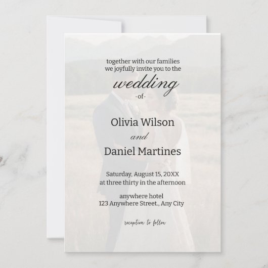 ミニマルシンプルリストオーバーレイフォト結婚式招待状 招待状 (正面)