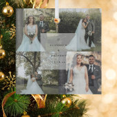 ミニマルシンプルリストカップル初めてのクリスマス写真 ガラスオーナメント