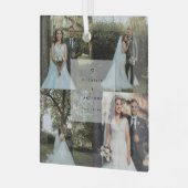 ミニマルシンプルリストカップル初めてのクリスマス写真 ガラスオーナメント (正面左)