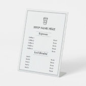 ミニマルシンプルリストカフェジャストコーヒーメニュー 台座サイン (正面)