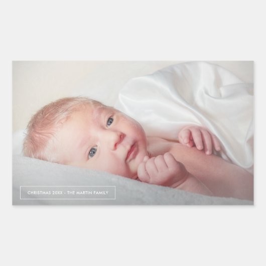 ミニマルシンプルリストクリスマスフォトシール 長方形シール (正面)