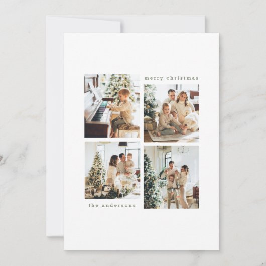 ミニマルシンプルリストクリスマスフォーフォトタイポグラフィ シーズンカード (正面)