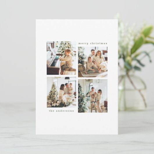 ミニマルシンプルリストクリスマスフォーフォトタイポグラフィ シーズンカード (スタンド正面)